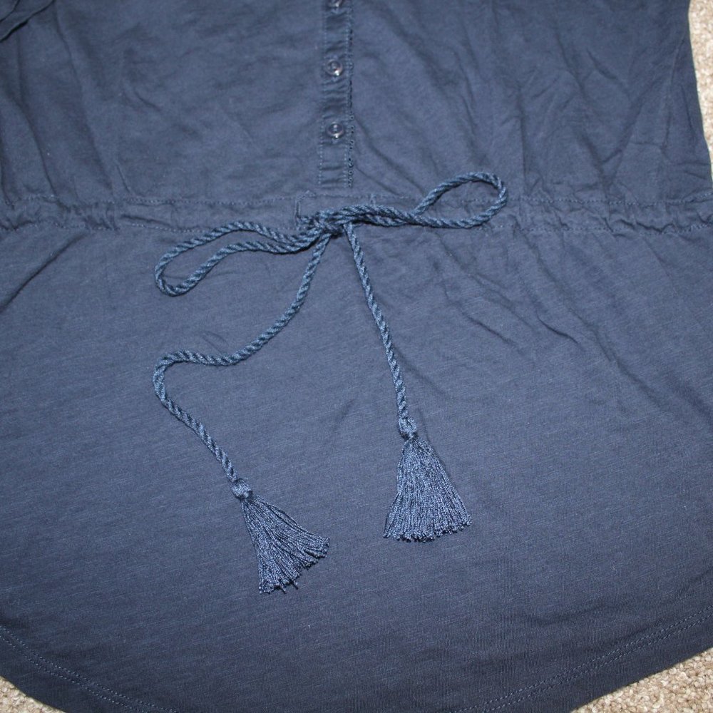 Lauren Ralph Lauren Navy Blue Tunic Top Drawstring Button Womens Size S Small - Picture 4 of 5
